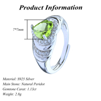 Vente en gros d'usine, bague en argent sterling 925 plaqué rhodium, coupe cœur, différents types de pierres précieuses naturelles, bague en forme de cœur pour femme, cadeau
