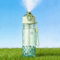 Bouteille d'eau vaporisatrice 750 ml sans BPA, en plastique, 2-en-1 pour boire et vaporiser, avec poignée portable pour festivals en extérieur