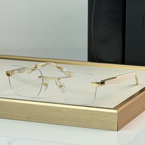 <span class=keywords><strong>Occhiali</strong></span> da <span class=keywords><strong>Vista</strong></span> Senza Montatura <span class=keywords><strong>di</strong></span> Alta Qualità Stile Designer con Cerniera in Metallo Lucidato e Aste in Acetato Premium per Uomo d'Affari - Product Image 3