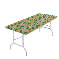 Nappe rectangulaire ajustée en polyester imperméable et élastique de 6 pieds pour table pliante, motif Fleurs de Hawaï, par Factory of Hawaii