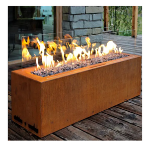 Corten Steel Rusty <strong>Fire</strong> Pit Decorative Black 18" H X 36" W Steel <strong>Outdoor</strong> Propane Gas <strong>Fire</strong> Pit <strong>Table</strong> - Product Image 5