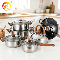 Ensemble de 12 casseroles et poêles de cuisine en acier inoxydable antiadhésif