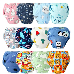 Sacs à couches lavables en coton imprimé respirant pour bébés avec protection anti-fuites, surface sèche, culottes d'apprentissage lavables pour bébés - Product Image 1