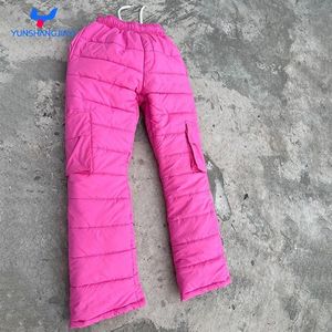 YSJY, pantalones acampanados holgados gruesos y holgados con serigrafía personalizada, pantalones de invierno <span class=keywords><strong>Cargo</strong></span> de nailon con burbujas para hombre - Product Image 2