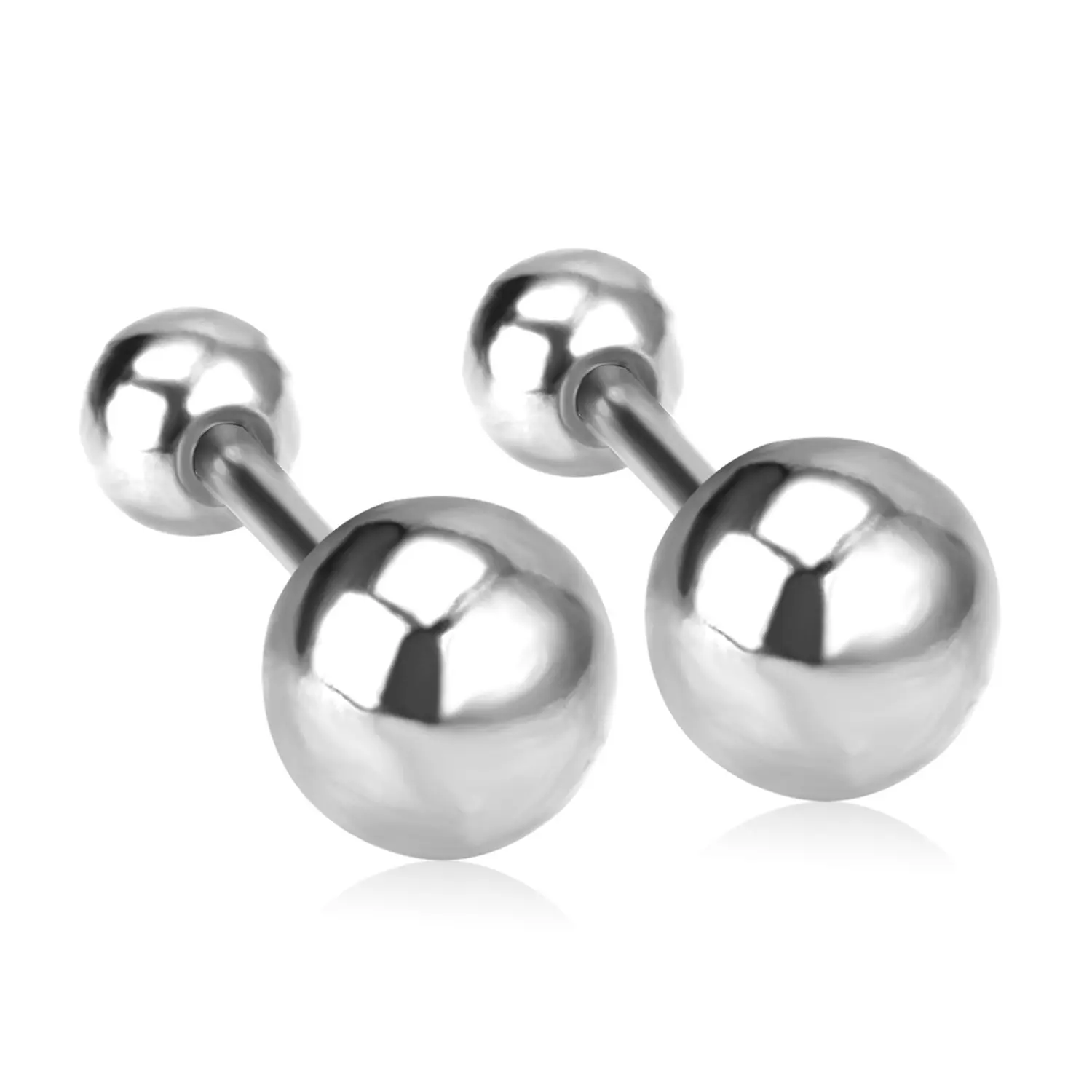 style simple personality men's and women's different sizes silver steel ball plug stud special-interest earrings wholesale sales
