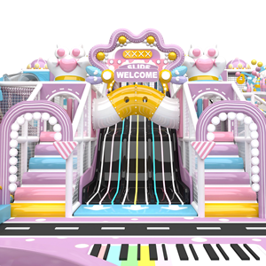 Aire <span class=keywords><strong>de</strong></span> jeux intérieure haut <span class=keywords><strong>de</strong></span> gamme Candy Macaron avec toboggans rose pastel pour les espaces <span class=keywords><strong>de</strong></span> jeux des communautés résidentielles <span class=keywords><strong>de</strong></span> luxe - Product Image 2