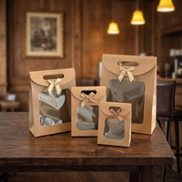 Sac de shopping de luxe écologique en papier kraft avec fenêtre, poignée en ruban, pour boutique, personnalisable avec logo, idéal pour emballage cadeau