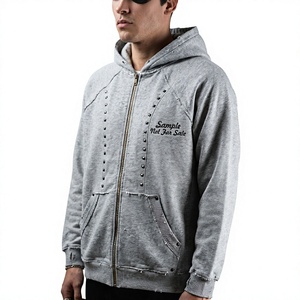 Sweat à capuche zippé personnalisé pour homme, coupe oversize, en molleton de coton épais, style streetwear décontracté, veste d'hiver - Product Image 1