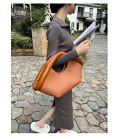 Sac à main fourre-tout en cuir végétal PU pour femmes poignées remplies panier de légumes en forme d'éventail de grande capacité sac à bandoulière