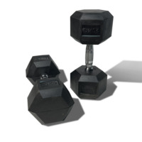 Haltères hexagonaux en fonte de 10 kg, noirs, pour entraînement de force, avec ensemble d'haltères réglables recouverts de caoutchouc, vente en gros