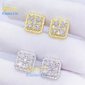 Fine jewelry manufacturer direct 925 sterling silver vvs moissanite hip hop fine iced out jewelry earrings for men