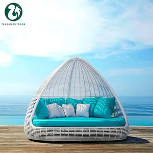 Lettino personalizzato giorno rattan mobili <span class=keywords><strong>da</strong></span> giardino all'aperto chaise longue in vimini comodo lettino <span class=keywords><strong>da</strong></span> <span class=keywords><strong>spiaggia</strong></span> rotondo con lettino a baldacchino - Product Image 2