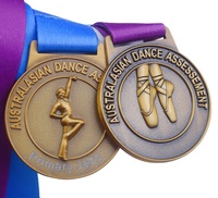 Médailles de gymnastique rythmique personnalisées de haute qualité, plaquées or, avec ruban, pour la danse