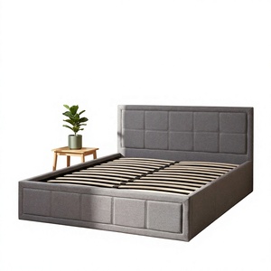 <span class=keywords><strong>Lit</strong></span> de style moderne rembourré en tissu doux avec rangement, cadre en bois de pin, <span class=keywords><strong>lit</strong></span> double ou queen size, meubles de chambre à coucher - Product Image 3