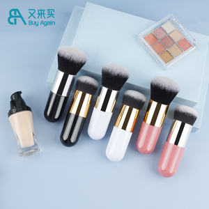 Vente en gros à bas prix manche en plastique court pinceau pour fond de teint kabuki liquide végétalien dense pinceau pour fond de teint potelé - Product Image 6