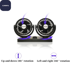 CARFU Double <b>Head</b> Adjustable Usb Degree Rotating Usb Dc12v/24v Car Cooling <b>Fan</b> - Product Image 6