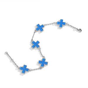 Cross <b>Bracelet</b> <b>Copper</b> Alloy Blue Cross Design Unisex Fashion Jewelry - Product Image 4