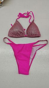 Conjunto de Bikini de Dos Piezas Sexy de Cintura Baja para Mujer, Estilo Europeo y Americano, con Detalles en Hilo Plateado - Product Image 5