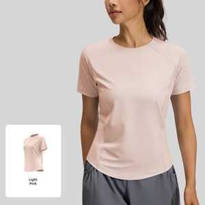 Wholesale Women's Yoga Short Sleeve Perforated Back <b>Raglan</b> Slim Fit Workout Shirt Quick Dry Breathable Running Athletic T Shirt - Product Image 2
