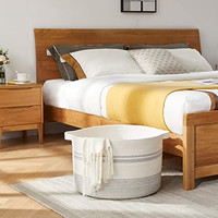 Panier de rangement pliable multifonctionnel QJMAX en corde 100 % coton, écologique et de haute qualité, avec poignées pour vêtements