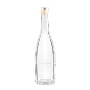 New design empty Clear 700ml round shape olive oil glass bottle wholesale