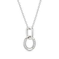 Collier pendentif cercle entrelacé en argent 925 – Design élégant de bijoux à double anneau pavé de CZ