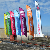 Drapeaux publicitaires en forme de goutte d'eau personnalisés avec logo, pour publicité extérieure, avec support de poteau et base à eau