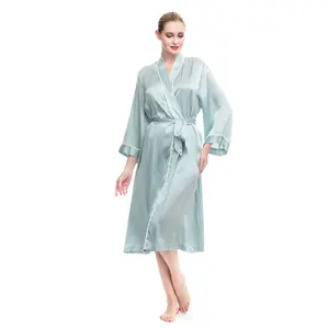 Großhandel kunden spezifische Seiden robe Femme Mulberry Silk Pyjamas