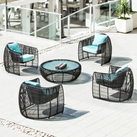 Canapé d'extérieur en rotin PE style influenceur, design nid d'oiseau, résistant à l'eau, pour villas et jardins
