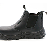 Chaussures de sécurité MaxiTough légères, antidérapantes, en cuir véritable noir, imperméables, robustes, mi-hautes, pour travaux lourds