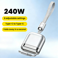 Nouveau câble rétractable USB-C vers USB-C 240W PD3.1 à charge rapide avec E-Marker, 1,2 m, pour ordinateur portable et téléphone