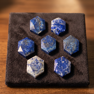 Cabochon hexagonal en lapis-lazuli naturel, pierre précieuse polie, cristal de guérison Reiki - Product Image 1