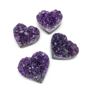 Wholesale Natural Factory Price Amethyst Cluster Hearts High Quality Purple Gemstone Hearts For Decoration And Sale