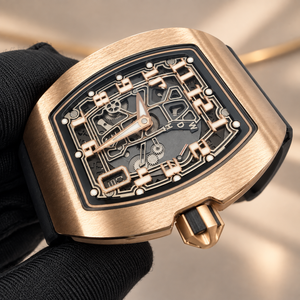 Reloj mecánico de lujo para hombre de aleación de titanio ultrafino de 7,75 mm con diseño hueco en forma de barril y cuerda automática - Product Image 2