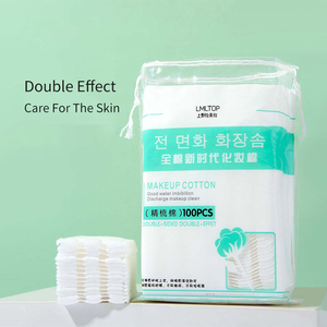 Tampons carrés <span class=keywords><strong>de</strong></span> démaquillant en <span class=keywords><strong>coton</strong></span> biologique réutilisables avec logo personnalisé à double effet 3 plis épais en <span class=keywords><strong>coton</strong></span> avec sac en PE - Product Image 4
