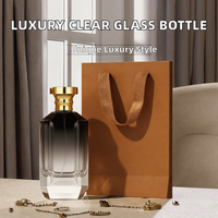 Flacon de parfum en verre transparent, conteneur de parfum vide irrégulier avec couvercle doré, emballage personnalisé avec logo, 30 ml, 50 ml, 100 ml