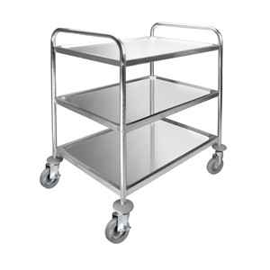 Carrello di Servizio con 3 Vassoi Rimovibili in Acciaio Inox di Grado Commerciale per Bevande - Product Image 1