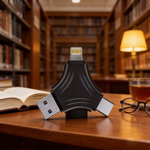 อะแดปเตอร์แฟลชไดรฟ์โลหะ 3 in 1 USB 3.0 แบบ Type-C/Lightning/<span class=keywords><strong>OTG</strong></span> พร้อมช่องอ่านการ์ด ความจุ 64GB/128GB/256GB สำหรับ <span class=keywords><strong>iPhone</strong></span>/Android/PC/แล็ปท็อป รับประกัน 2 ปี - Product Image 2