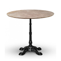 Table de salle à manger moderne en marbre avec base en fonte ronde à colonne unique pour restaurant, vente en gros