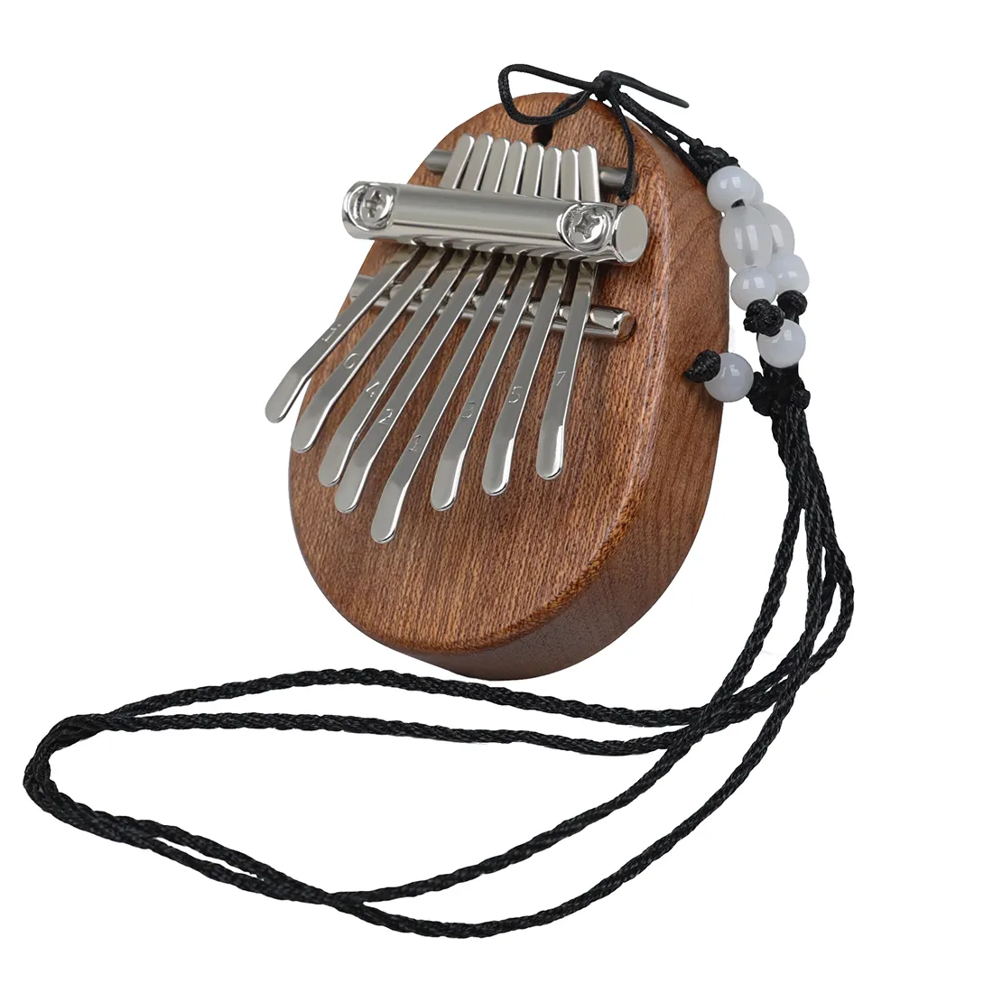 Hot Selling Portable Wooden Necklace Mini African Musical Instrument Kalimba 8 Keys Thumb Piano