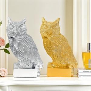 Nueva Escultura de Búho de Resina Epoxi con Detalles Dorados, Estilo Arte Popular, Adorno de Lujo para la Entrada del Hogar, Mueble de TV o Escritorio - Product Image 2