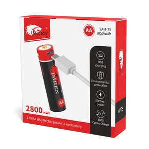 Lot de batteries lithium-ion, 1.5V, AA, rechargeables, micro-usb, 2800mWh, imr