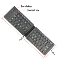 Keyboard lipat BT nirkabel isi ulang daya, Keyboard ramping ukuran Mini untuk Android Windows Ipad