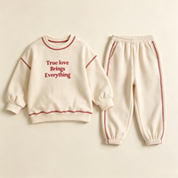 Ensemble de survêtement deux pièces en coton et polyester pour filles, col rond, haut à manches longues et pantalon de jogging, couleur et logo personnalisés, directement de l'usine