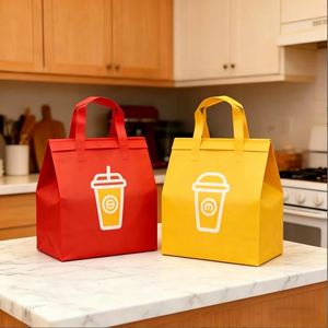 Custom Logo Aluminum <b>Foil</b> Lining Waterproof Leakproof Restaurant Cafe <b>Catering</b> Wholesale Nonwoven Insulated Thermal Delivery Bag - Product Image 1
