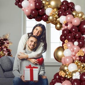 Arco de Globos Borgoña de 142 Piezas para Despedida de Soltera, con Globos Metálicos en Oro Rosa y Marrón Dorado, para Fiesta de Compromiso - Product Image 6