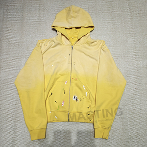 Sudadera con Capucha Amarilla para Hombre, con Cierre, Estilo Casual, con Patrón Bordado, Manga Regular, para Otoño, 100% Algodón - Product Image 2