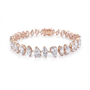 สร้อยข้อมือเพชรทรงลูกแพร์และทรงมาร์คีส์ - ทอง 9k, 14k, 18k - Product Image 4