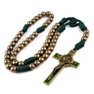 Rosari Religiosi in Paracord con Grani in Ferro da 10mm Bronzo <span class=keywords><strong>Antico</strong></span> Canna di Fucile <span class=keywords><strong>Rosario</strong></span> Cattolico di San Benedetto da Uomo - Product Image 1