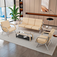Chaises de salle d'attente luxueuses pour salon, 4 places, chaise d'attente pour hôpital et clinique, en cuir PU, mobilier de réception de bureau